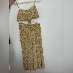 High-Waisted Pant & Top Set- yellow floral